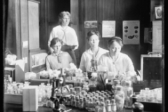 Women scientists: standing: Miss Nellie A. Brown; L to R: Miss Lucia McCollock, Miss Mary K. Bryan, Miss Florence Hedges